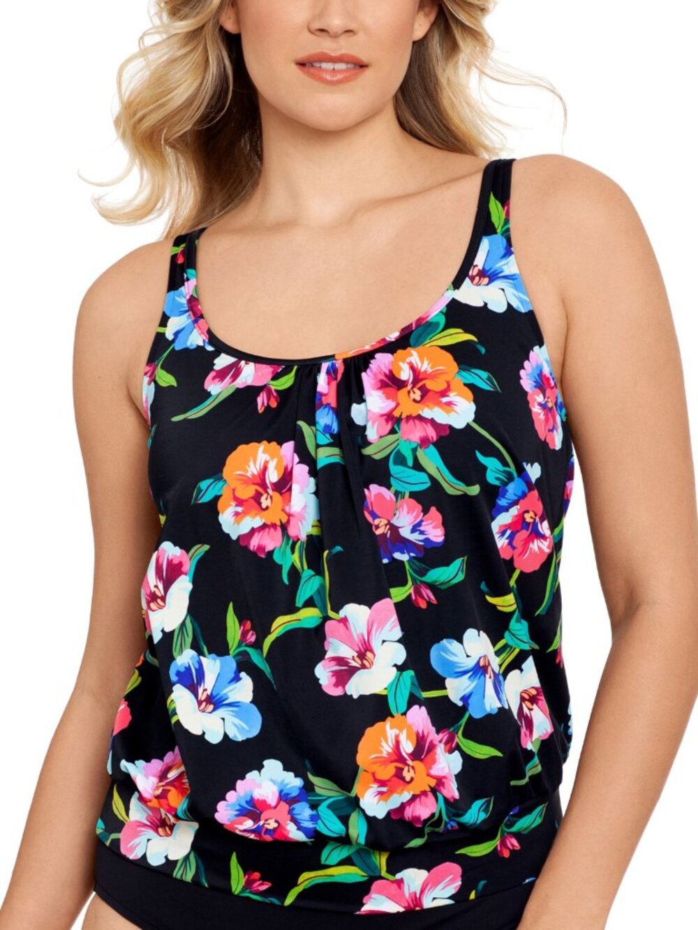 Swim Solutions Womens Underwire Blouson Tankini Top